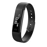 MagiDeal ID115 Wasserdichte Touch Screen Bluetooth 4.0 Smart Armband Fitness Tracker Sport Wristband Alarm Schrittzähler Kalorienzähler Schlafmonitor Für Iphone Android , Herren oder Damen , Farben Auswahl - Schwarz