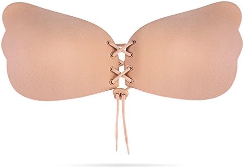 VEAMA Women's Sexy Silicone Strapless Backless Push Up Self Invisible Adhesive Bra with Drawstrings