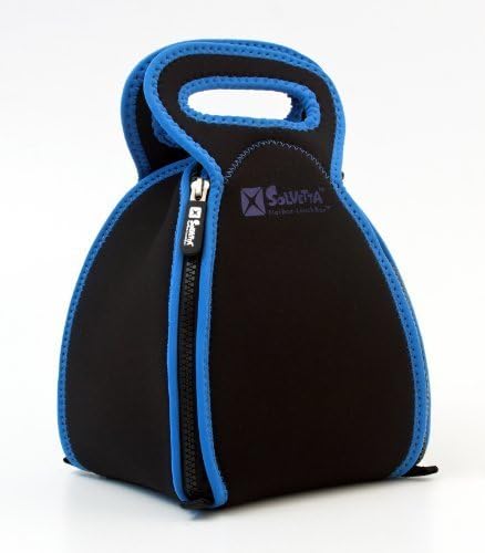 FlatBox - The Innovative Neoprene Lunch Box that Converts to a Placemat - For Kids School or Office, Machine Washable! LARGE Black/Blue by Solvetta