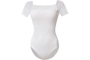 ROYAL SMEELA Leotardo Maillot Danza Ballet Manga Corta Mujer Leotardos Body de Baile Bailarina Adulto