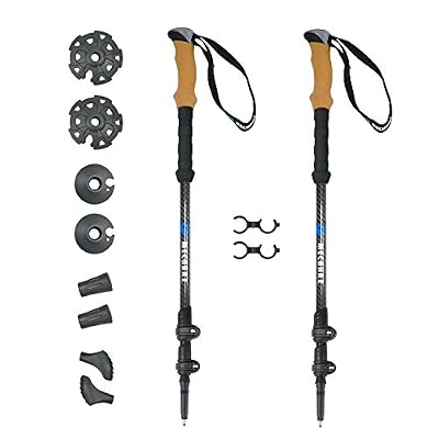 Mechhre Une Paire Bâton De Marche Télescopique Pôle De Trekking Réglable 65-135cm Pliable 100% 3K Carbone Fibre Canne Pliante Randonné Alpinisme Ski Voyage Plein Air Avec Accessoires (bleu)