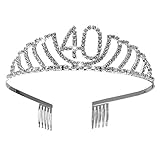 Crystal Tiara Birthday Crown Princess Crown Accesorios para el cabello Silver Diamante Happy 40th Birthday