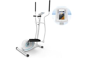 Klarfit Myon Cross Trainer - Cross Trainer, Elliptical Cross Trainer, Cross Trainer Machine, 12kg Flywheel, SilentBelt, Training Computer, LCD Display, Heart Rate Monitor, Non-Slip Treads, White