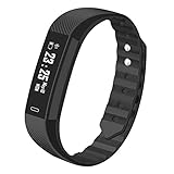 KING Watch Fitness Tracker Slim, Bluetooth Fitnessuhr mit Blutdruck und Herzfrequenz, Schrittzähler, Schlaf Tracker, Kalorienzähler, Wasserdichte Pedometer-Uhr für Kinder, Frauen und Männer,Black