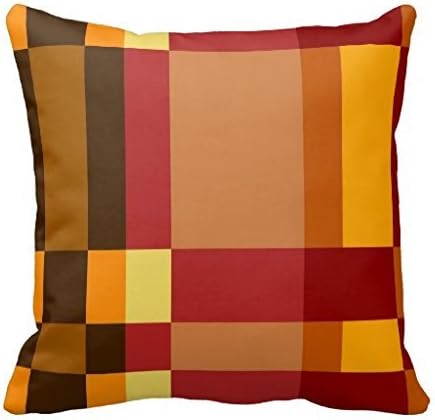 18" x 18" Retro Red Orange Yellow Cream Striped Pattern Decorative Throw Pillow Case Cushion Cover