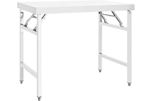 vidaXL Mesa de Trabajo Plegable para Cocina Banco Comida Hostelería Restaurantes Comedores Reuniones Familiares Colegios Acero 100x60x80 cm