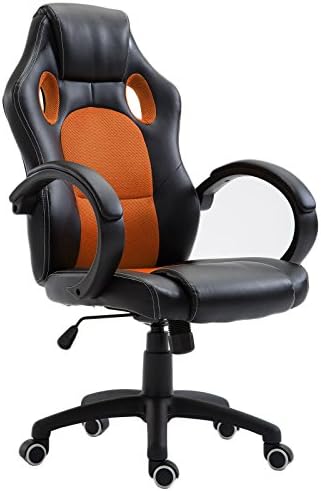 Premium Gaming Office Chair (Black / Orange) Desk Chair for Gaming Gamer Game Working Racing Design Swivel Recliner High Back Tilt Rocking Function gift present