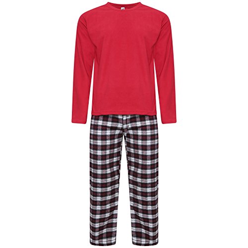 Mens Fleece Flannel Pyjama Set Lounge Top Pants PJs Pajamas Nightwear Gift Warm