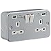 Price comparison product image ML853 - HEAVY DUTY METAL CLAD 13A 2G SWITCHED SOCKET W/ DUAL USB CHARGER 5V DC 2.1A (SHARED)