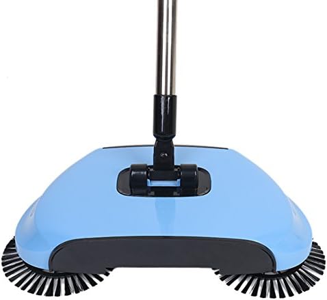 Automatic Hand Push Sweeper Broom,RuiYi 3 in 1 360 Rotary Automatic Household Cleaning Machine Kitchen Bathroom Floor Dust Sweeping Tool Without Electricity Dustpan Trash Bin (Blue)