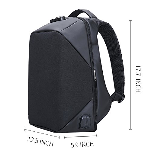 Daypack Rucksack Damen Herren Backpack mit 15 6 zoll Laptopfach USB-Ladeanschluss f  r Arbeit Campus Studenten Reise Business  Schwarz 