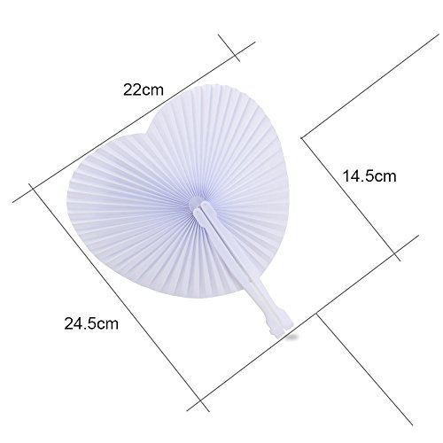 60 Stk. Handgriff Fächer Handfächer Weiß Papierfächer Klappfächer hand fan papier Hochzeit party Faltbar Taschenfächer - 2