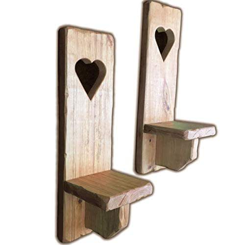 Hearts Shelf Candle Holder Pallet Wood Handmade Wall ... on Shelves For Candle Displays id=92695