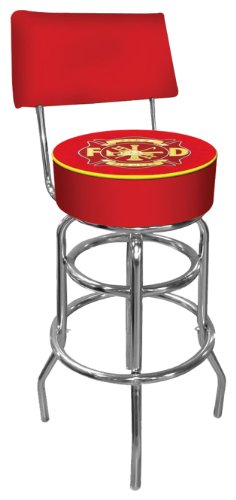 Trademark Gameroom Fire Fighter Padded Swivel Bar Stool with Back