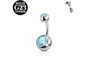 FunZing Titanio Piercing ombelico argento 6mm 8mm 10mm 12mm 14mm 16mm bar lunghezza piercing ombelico titanio donne 1 pezzo 14G solido titanio Piercing ombelico rosa blu CZ anelli ombelico