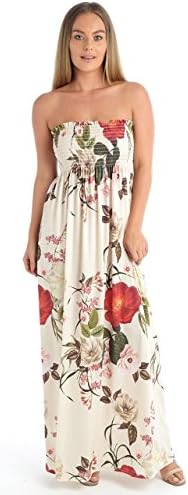 New Ladies Print Floral Strapless Boobtube Fashion Long Sheering Maxi Dress Top