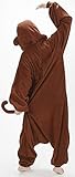 ABYED® Jumpsuit Tier Karton Fasching Halloween Kostüm Sleepsuit Cosplay Fleece-Overall Pyjama Schlafanzug Erwachsene Unisex Lounge,Erwachsene Größe L-für Höhe 167-175CM Brown Affe -