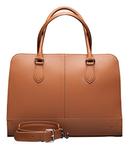 Su.B 15.6” 14” professionelle Design Damen Laptoptasche, echtes Leder - Made in Italy (Hellbraun)