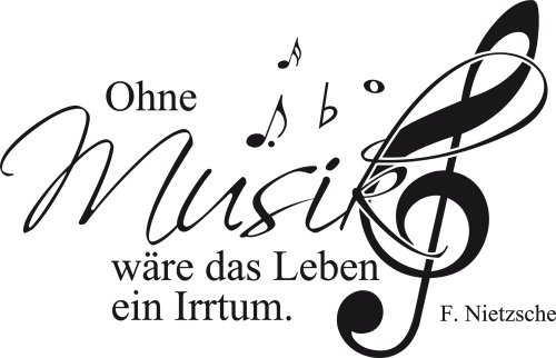 Graz Design 600078_57_070 Wandtattoo Wandaufkleber Musik Noten Zitat Ohne Musik wäre das Leben ein Irrtum