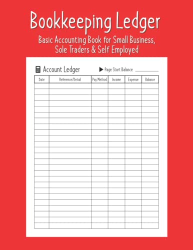 Bookkeeping Ledger: Basic Accounting Book for Small Business, Sole ...