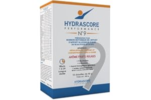 Hydrascore N°9 - Fruits Rouges 10 Sachets - Boisson Isotonique Energétique pour Sportifs - Running, Vélo, Trail, Triathlon - Poudre Énergisante & Hydratante - Électrolytes Hydratation & BCAA - H1009