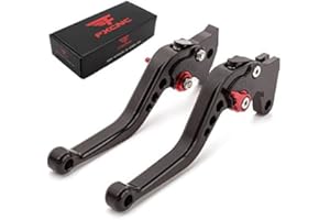 FXCNC Racing - Leve freno/frizione regolabili, in alluminio, lavorazione CNC YAMAHA FZ6/FZ1 FAZER Leva nera con regolatore rosso