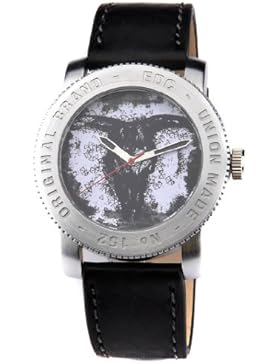 Edc Damen-Armbanduhr XL coin pusher - cool black, white Analog Quarz Leder EE100531001