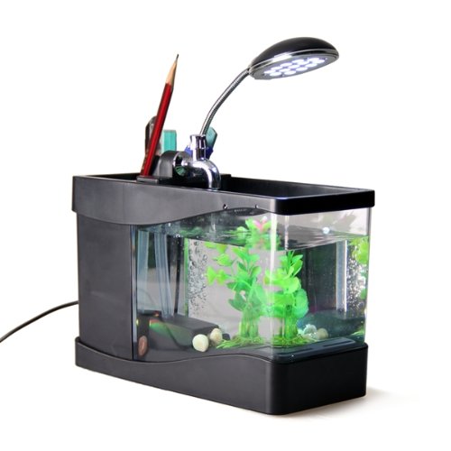 Mini Multi Funci  n Pez Pecera Acuario LED Portal  pices Escritorio Color Negro