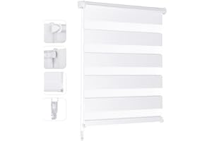 Sekey Doppia tenda a rullo, fissaggio senza fori, per finestre, doppia tenda a rullo, larghezza 50 cm, protezione solare, 50 x 100 cm, bianco