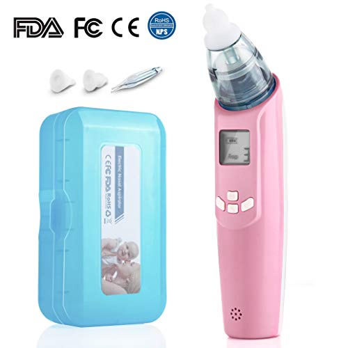 Preisvergleich Produktbild DEYACE Baby Nasensauger, Elektrischer Nasenreiniger mit LCD - Bildschirm und Licht sicher hygienisch für Neugeborene und Kleinkinder - 3 Stufen / Farbiges Licht / Musik (P)