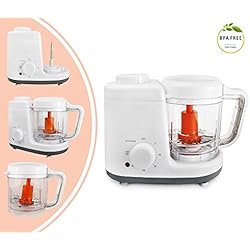 Leogreen - Cuiseur à Vapeur et Mixeur pour Bébé, Appareil pour le Repas Du Bébé, Blanc/Gris, Fonctions: 2 en 1 Cuiseur vapeur et mélangeur, Tension électrique: 220-240V