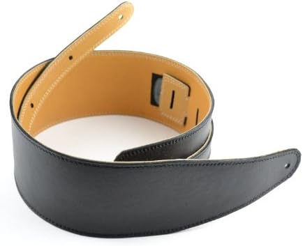 Pete Schmidt Handcrafted Leather Guitar/Bass Strap - Black Velvet - Black Stitch (Wide - 3 1/2")