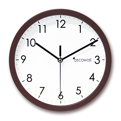 Decowall DSH-H22B Nicht Tickende Stille Wanduhr Modern für Wohnzimmer Küche Büro (Braun, 22.5cm)