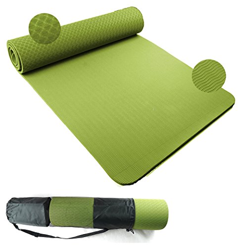 Good Times Yogamatte, TPE Matte, rutschfest, schadstofffrei, umweltfreundlich, hypoallergen und hautfreundlich, SGS geprüft, Gymnastikmatte, Fitnessmatte, Sportmatte, Trainingsmatte mit Tasche und Trageband (Grasgrün) - 3