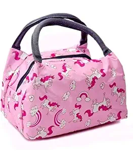 KIDOS JOY Funky Unicorn Useful Insulated Travel Lunch/Tiffin/Storage Bag for Office, College , Picnic & School for Kids and Adults ( Pack-1 Unicorn Pink)