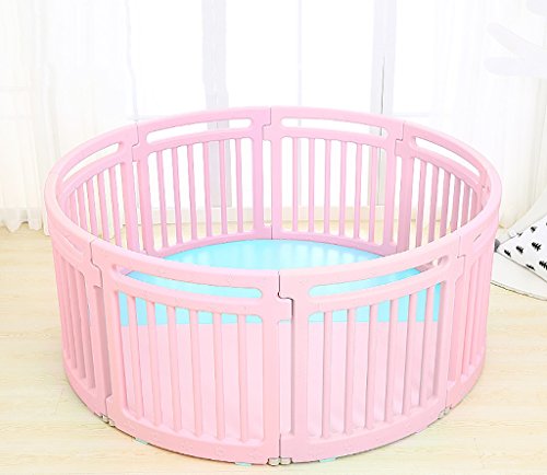 Preisvergleich Produktbild Baby-Laufstall Kinder-Aktivitäts-Center-Sicherheits... Freien-neuer Stift (mehrfarbiges, Klassisches Gesetzte Runde Platte 8) Mit Zweifarbiger Boden-Matte (Farbe : Pink)