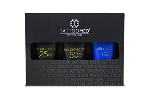 TattooMed Tattoo-Pflege für tätowierte Haut, Set mit Tattoo-Sonnenschutz/Farbschutz für Tattoos, Tattoo Pflege & After Sun Creme, 3er Pack - 5