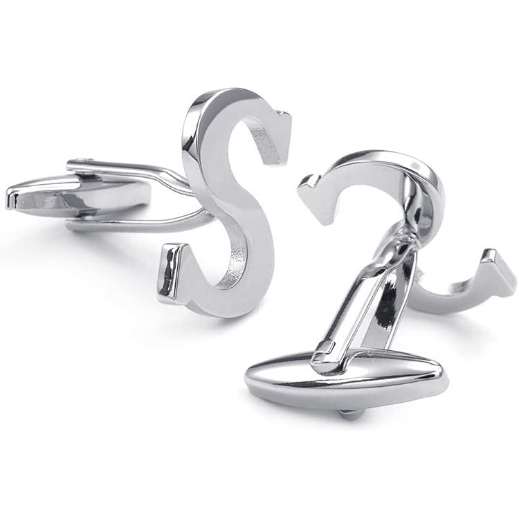 Gemelli Da Uomo Classici In Acciaio Inox Con Iniziale 26 Lettere | Regalo Personalizzato In Scatola