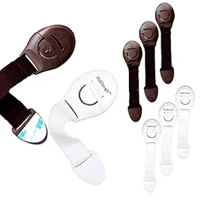 KidDough Furniture Safety Locks for Kids (4 Brown + 4 White Locks)