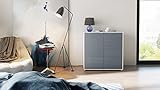 Kommode Sideboard Ben V2, Korpus in Weiß matt / Fronten in Grau Hochglanz - 