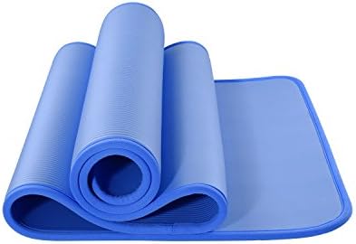 JUFIT Exercise Yoga Mat 10 mm Thickness Non Slip Pilates Workout Mat with Anti-Tear Hemming, Free Carry Straps and Bag for Gym Fitness, Blue