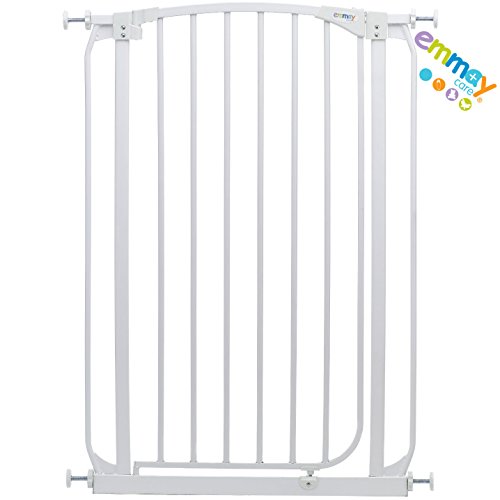 Emmay Care® Children Kids Baby Pet Stair Doorway Pressure Mount Metal Safety Gate - Extra Tall 1M 1 Metre Height (White)