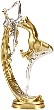 Chreey Dancing Girl Figurine Golden Graceful Dancer Statue Ornament/Decoration/Gift [17*8*34cm]