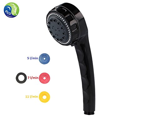 tecuro Handbrause ew-color - schwarz RAL 9005 - 3-fach umstellbar