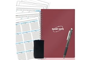 DWIYITTN Cahier réutilisable intelligent avec stylo, A5 Carnet Bloc-notes d'entraînement effaçable Fusion Bloc-notes Cahier Spirale numérique étanche Stockage dans le cloud(Rouge)