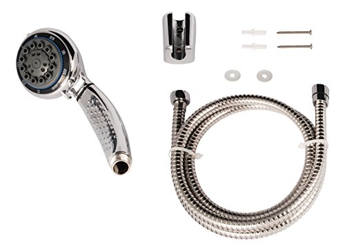 Sanitop-Wingenroth Wannen-Brause-Set 8 | Mit Wandhalter | 8-fach verstellbare Handbrause | Wanne | Chrom - 2