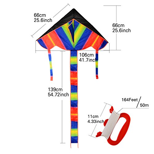 Foxom 2Pcs Rainbow Kite for Kids, Girls, Boys, Toddlers - Most Popular Outdoor Toys, Huge Kite with 50m/164 Feet Flying Line