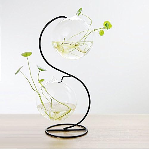 SungHye Creative European Ecological Aquarium Suspension Iron Shelf Fish Tank Goldfish Tortoise Bowl Desktop Home Decoration Succulent Plants Vase (Large openings)