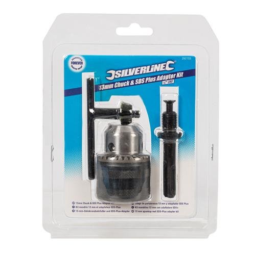 Silverline 292703 Zahnkranzbohrfutter, Bohrfutterschlüssel u. SDS-Plus-Adapter, 3-tlg. 13 mm, 1/2-Zoll-UNF-Gewinde