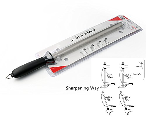 ARCCI 31 cm bester Diamant-Wetzstahl, Messerschärfer für professionelle Köche, Messerschleifstab (12 Zoll) - 6